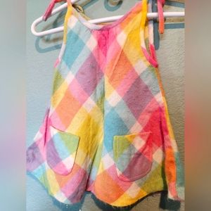 Vintage 60s 70s Handmade Pastel Easter Plaid Check Toddler Size Adjustable Strap